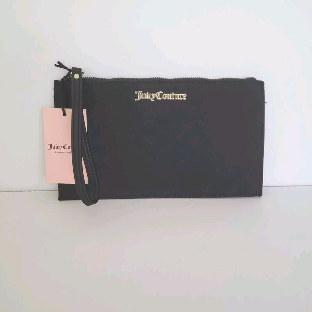 Juicy Couture Black Jacquard Skye Wristlet Wallet Purse Clutch Zip Square New$45